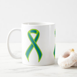 Teal and Lime Green Awareness Ribbon Kaffemugg