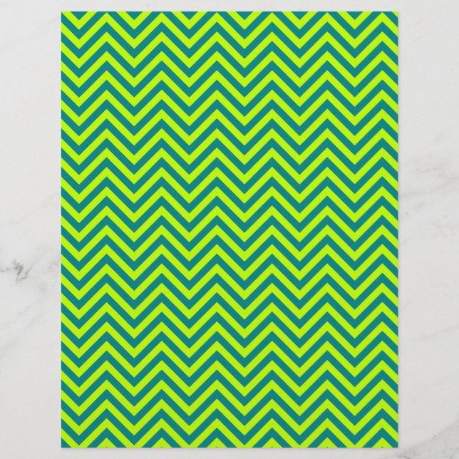 Teal and Lime Green Chevron Mönster (Framsida)