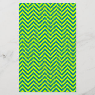 Teal and Lime Green Chevron Mönster Brevpapper