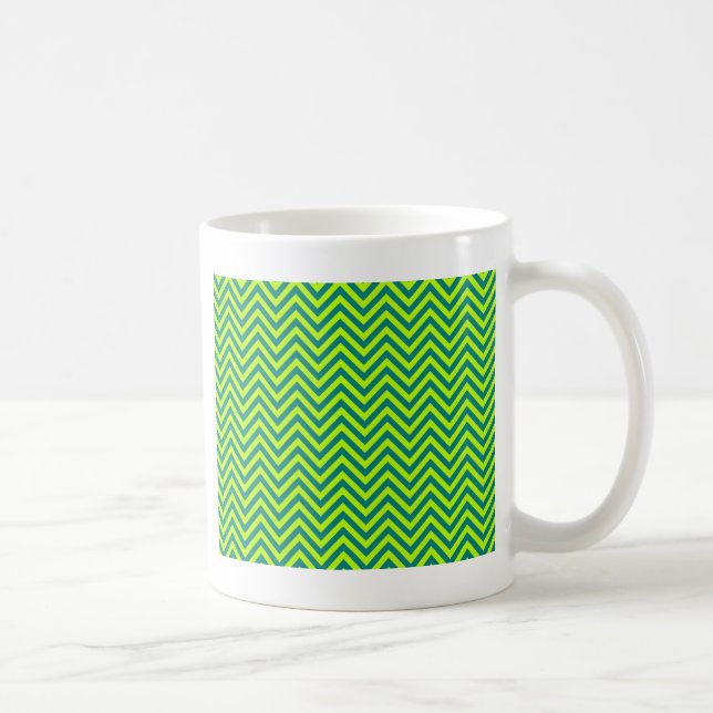 Teal and Lime Green Chevron Mönster Kaffemugg (Höger)