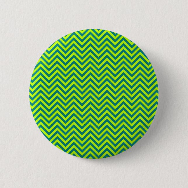Teal and Lime Green Chevron Mönster Knapp (Framsida)