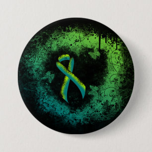 Teal and Lime Green Grunge Heart Knapp