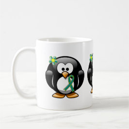 Teal and Lime Green Penguin Kaffemugg