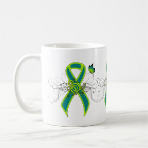 Teal and Lime Green Ribbon with Butterfly Mugg