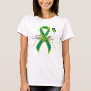 Teal and Lime Green Ribbon with Butterfly T Shirt