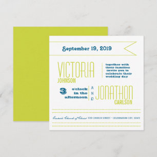 Teal and Lime Modern Typography Bröllop Inbjudningar
