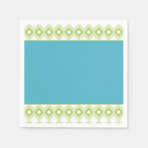 Teal and Lime Patterned Papper Cocktail Napkins