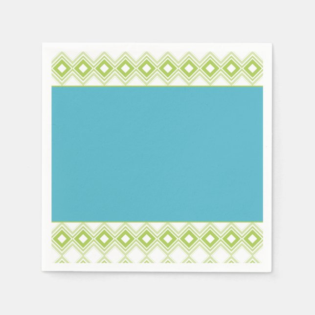 Teal and Lime Patterned Papper Cocktail Napkins Pappersservett (Framsidan)