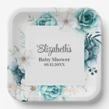 Teal and Off-White Baby Shower
