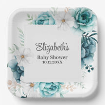 Teal and Off-White Baby Shower