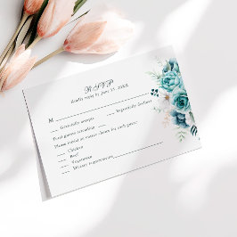 Teal and Off-White Wildblommor-Bröllop OSA Card Tack Kort