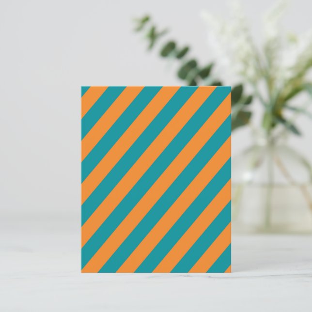 Teal and Orange Diagonal Stripes Scrapbook Paper (Stående Fram)