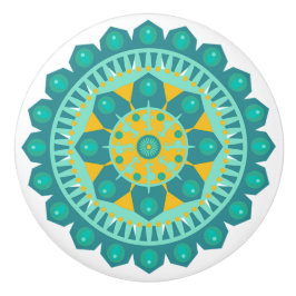 Teal and Orange Mandala Knob Knopp