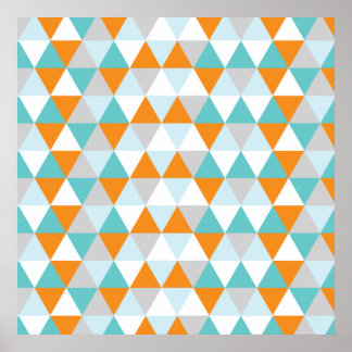 Teal and Orange Modern Triangle Mönster Poster