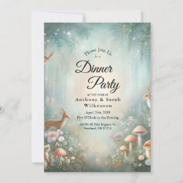 Teal and Peach Enchanted Forest Home Dinner Party  Inbjudningar
