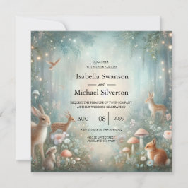 Teal and Peach Enchanted Forest Wedding Inbjudningar