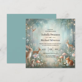 Teal and Peach Enchanted Forest Wedding Inbjudningar