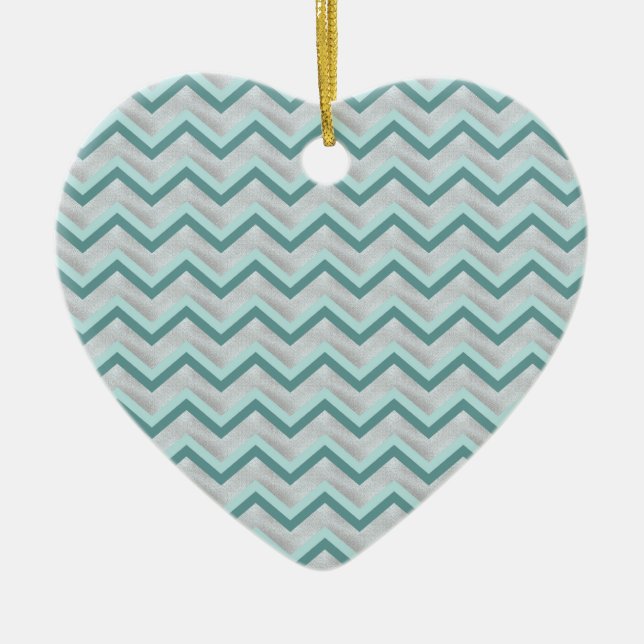 Teal and Pearls ZigZag Julgransprydnad Keramik (Framsidan)
