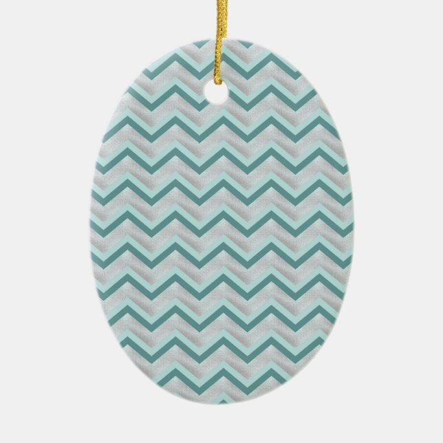 Teal and Pearls ZigZag Julgransprydnad Keramik (Framsidan)