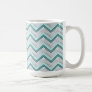 Teal and Pearls ZigZag Kaffemugg