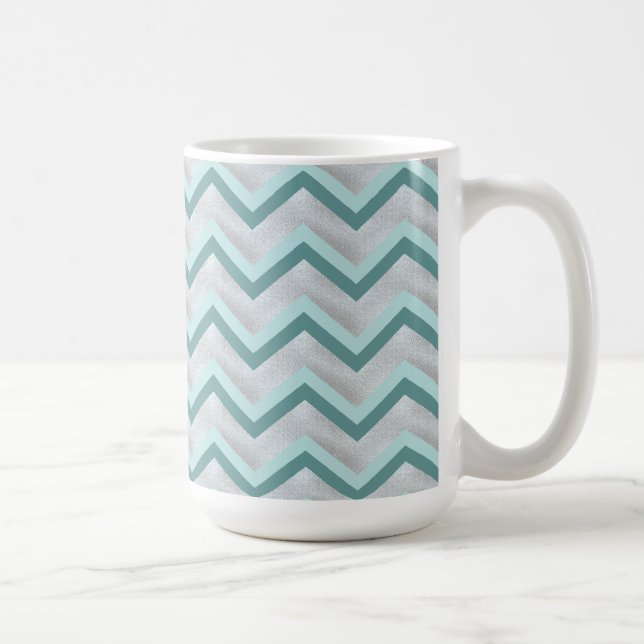 Teal and Pearls ZigZag Kaffemugg (Höger)