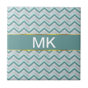 Teal and Pearls ZigZag Kakelplatta