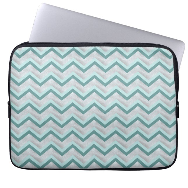 Teal and Pearls ZigZag Laptop Sleeve (Framsidan)