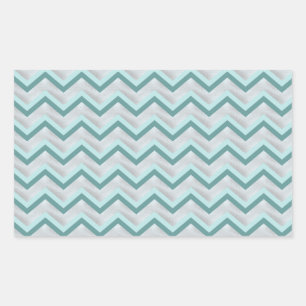 Teal and Pearls ZigZag Rektangulärt Klistermärke