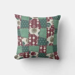 Teal and Plum Faux Patchwork MOJO Pillow Kudde