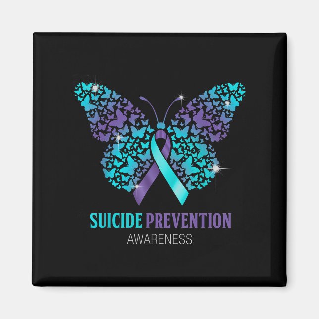 Teal And Purple Butterfly Suicide Prevention Aware Magnet (Framsidan)