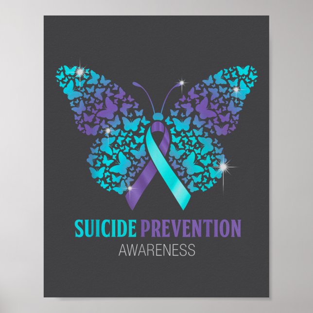 Teal And Purple Butterfly Suicide Prevention Aware Poster (Framsidan)