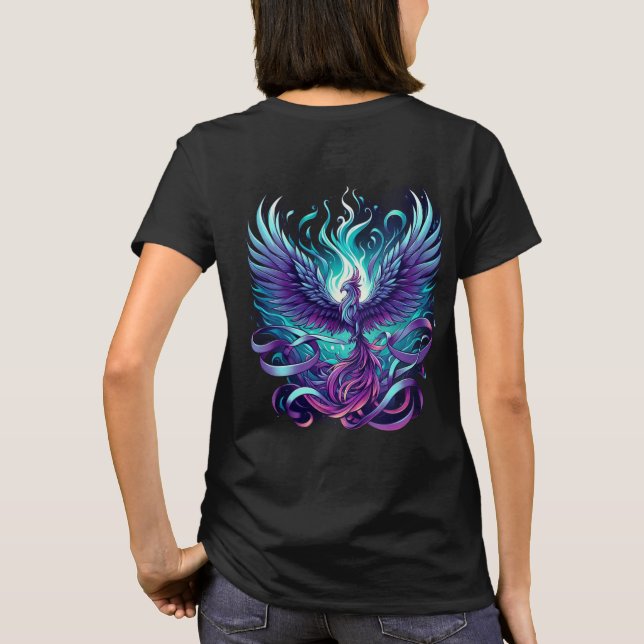 Teal and Purple Phoenix Shirt – Symbol of ST-Shirt T Shirt (Baksida)