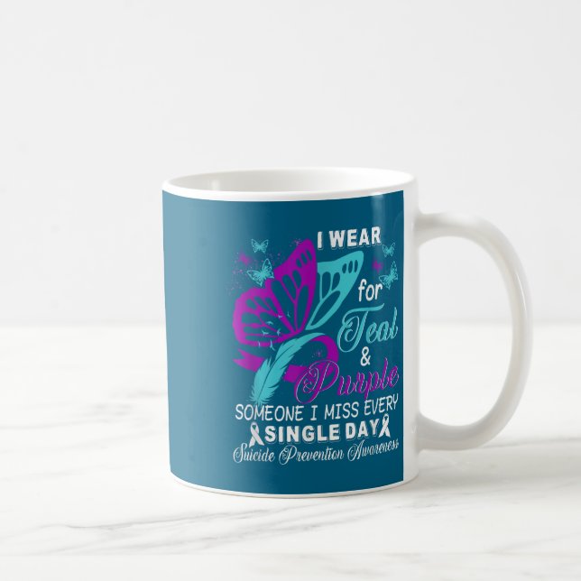 Teal And Purple Ribbon Suicide Prevention Awarenes Kaffemugg (Höger)
