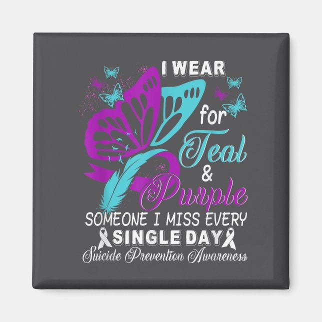 Teal And Purple Ribbon Suicide Prevention Awarenes Magnet (Framsidan)
