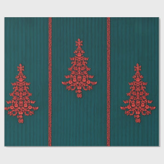 Teal and Red Crystal Christmas Trees Presentpapper