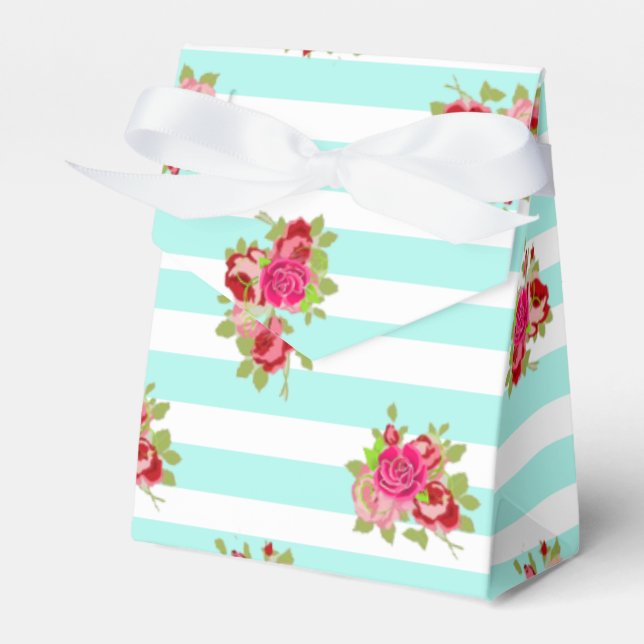Teal and Rosa ros Candy Favor Bag Presentaskar (Framsidan Sidan)