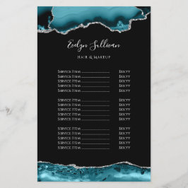 Teal and silver agate pris list flyer