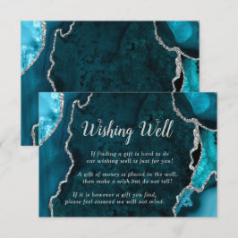 Teal and Silver Agate Wedding Wishing Well Tilläggskort