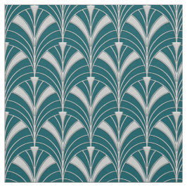 Teal and silver Art Deco Stil Tyg