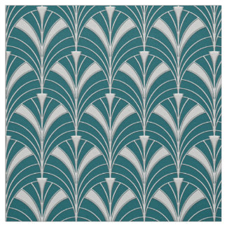 Teal and silver Art Deco Stil Tyg