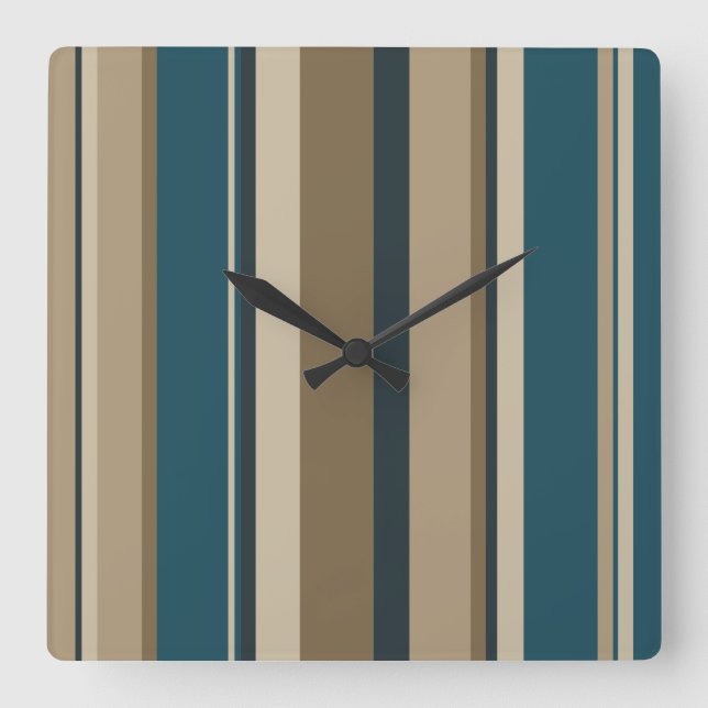 Teal and Toupe Circles Fyrkantig Klocka (Framsida)