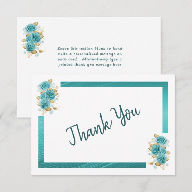 Teal and Turcoise Elegant Ro Tack ditt kort (Fram/baksida)