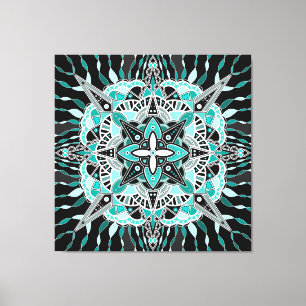 Teal and Turkvoise Mandala Abstrakt Meditative Canvastryck