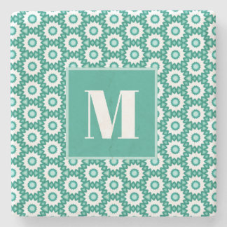 Teal and Turquoise Initial Stone Coaster Stenunderlägg