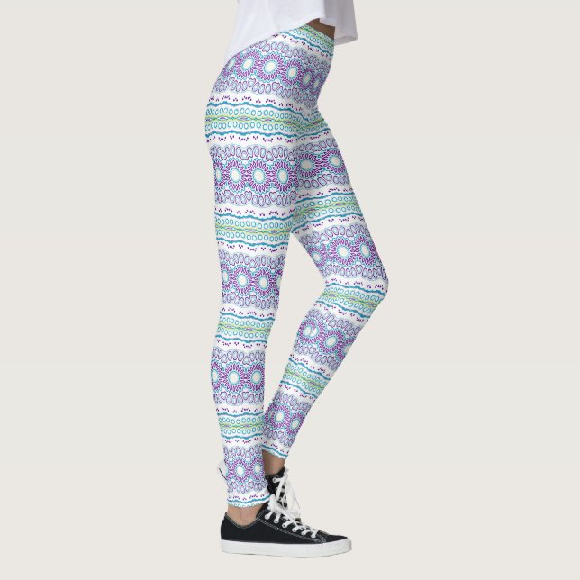 Teal and Violet Mandala Mönster Leggings (Höger)