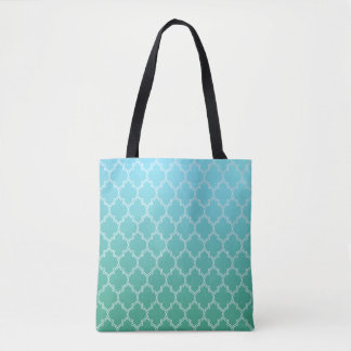 Teal and White Abstrakt Geometric Mönster Tygkasse