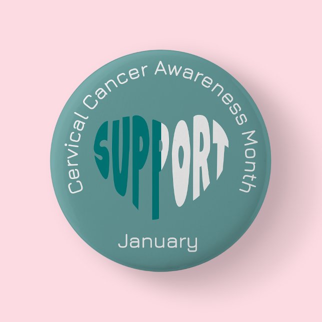 Teal And White Cervical Cancer Awareness Month Knapp (Cervical Cancer)