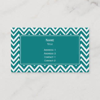 Teal and White Chevron Mönster Visitkort