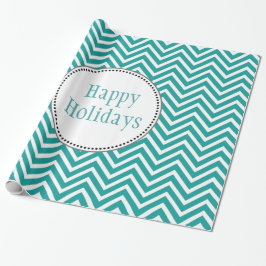 Teal and white chevron zigzag glad helg presentpapper