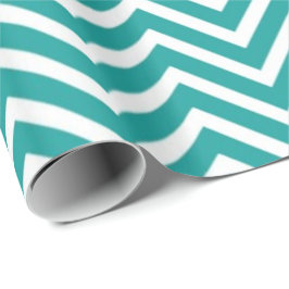 Teal and white chevron zigzag glad helg presentpapper